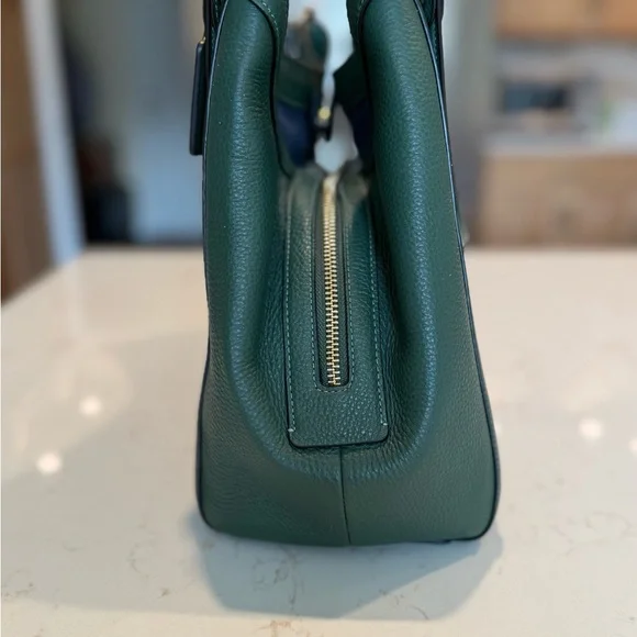 Coach Pebbled Leather Shoulder Bag in Deep Green with Gold Hardware - Picture 7 of 12